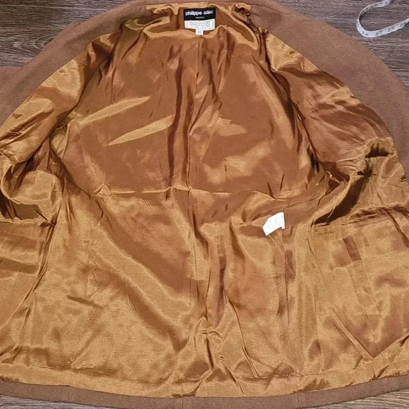 VTG Philippe Adec Lamb Wool Blend Blazer Caramel Brown SZ M USA - Picture 7 of 11